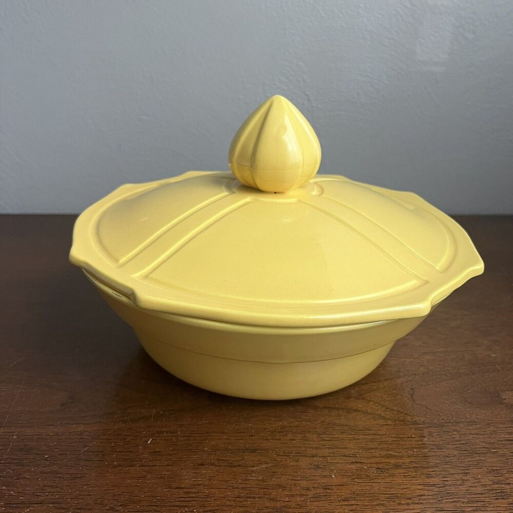Miramar of CA  #801 Yellow Ovenproof Dish w Lid MCM Vintage 60s